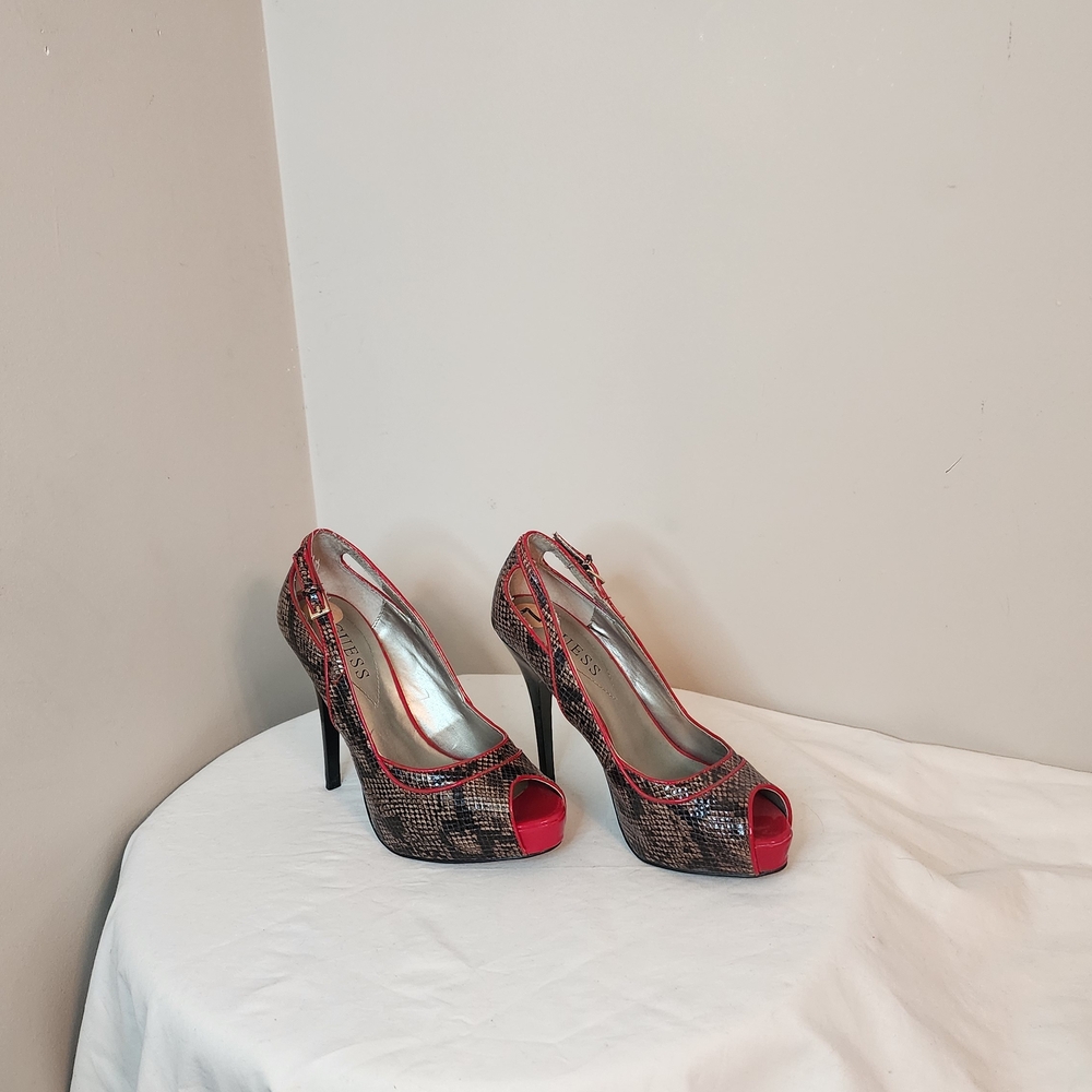 Guess Red and Black Stiletto Heels